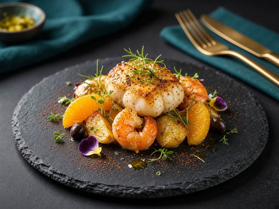 Signature plated meal at FrameLisbonna